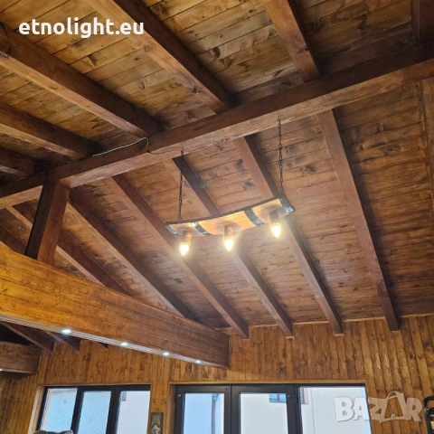 Полилеи от автентични рестарирани бъчви с ръчно изработени дървени чашки, снимка 15 - Полилеи - 48942453