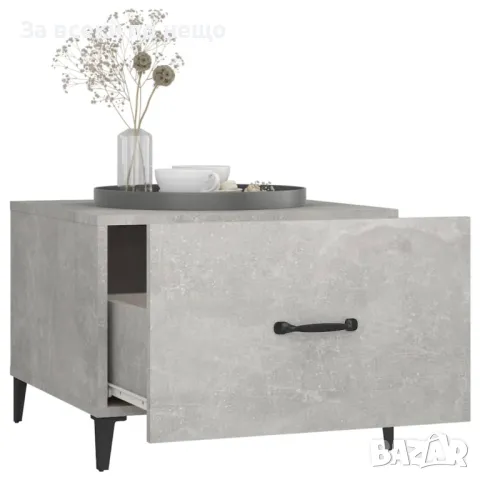 Маса за кафе с метални крака, Бетонно сиво, 50x50x40 см, снимка 5 - Маси - 48914396