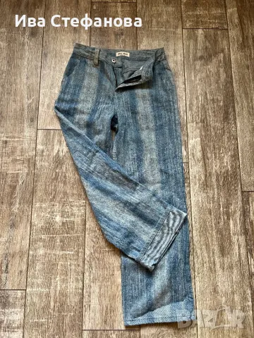 Нови елегантни висока талия светло сини дънкови дънкени панталони дънки Miu Miu, снимка 4 - Дънки - 49934990