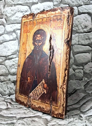 Репродукция на старинна икона на свети Иван Рилски 30/20 см, снимка 5 - Икони - 43397200