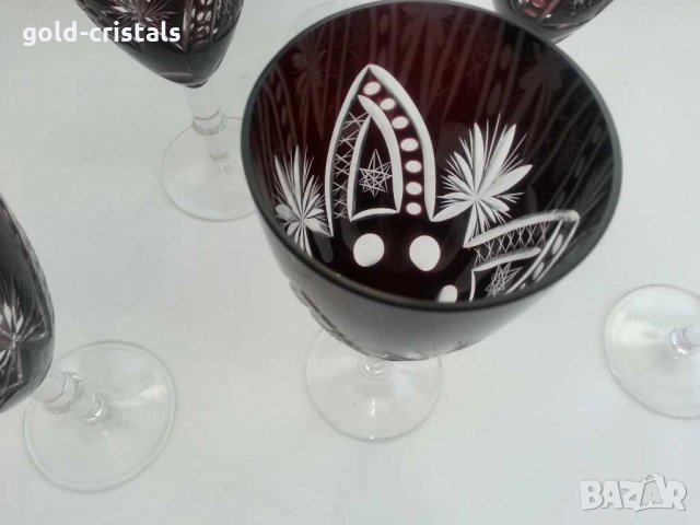 Кристални чаши за вино червен кристал, снимка 5 - Антикварни и старинни предмети - 31060388
