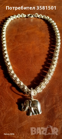 165/Сребърен Синджир със Висулка Слонче-95грама.🇧🇬, снимка 2 - Колиета, медальони, синджири - 52488997