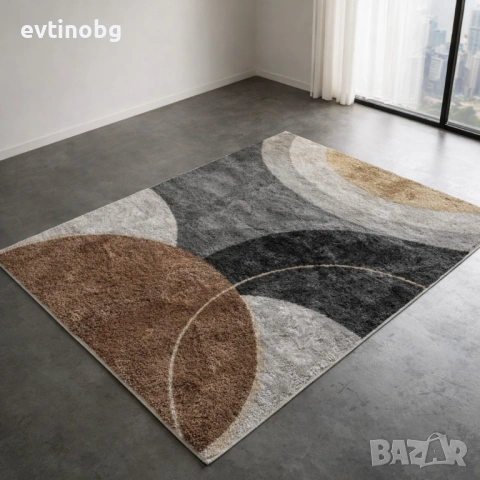 Абстрактен Модерен Килим 120х160см – Уникален 3D дизайн за Хол и Спалня, Противоплъзгащ и Миещ се, снимка 2 - Килими - 53883033