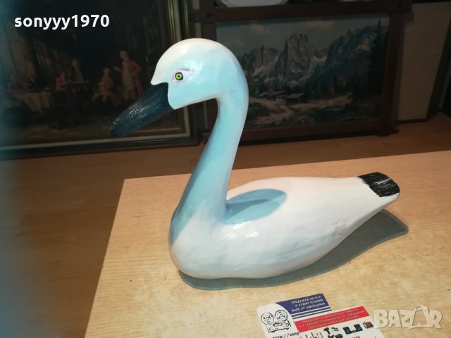 Патица от дърво бяла ръчна изработка 0311201908, снимка 6 - Колекции - 30662871