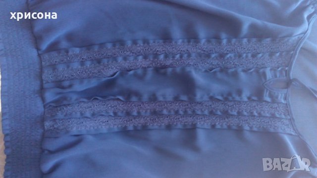 Тъмно синя ефирна блузка, снимка 2 - Корсети, бюстиета, топове - 29331651