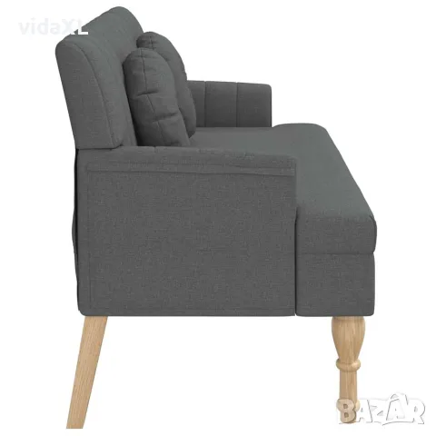 vidaXL Пейка с възглавници, тъмносиво, 113x64,5x75,5 см, плат, снимка 5 - Дивани и мека мебел - 56147429