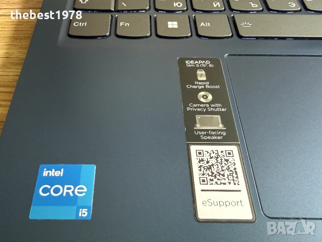 15.6 Lenovo Slim 3`Core i5-12450H/16GB DDR5/512GB NVMe/Full HD IPS/Подсветка/Бат 8ч, снимка 2 - Лаптопи за работа - 54237089