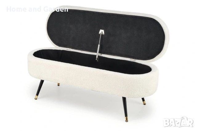 Пейка Aveiro — букле крем с място за съхранение, снимка 2 - Дивани и мека мебел - 53883098