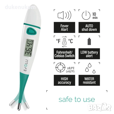 Цифров термометър с гъвкав връх – за бебета, деца и възрастни, снимка 6 - Друга електроника - 52652140