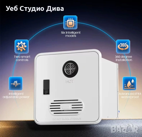 Проточен газов бойлер за кемпер / каравана, за вграждане 10л/16W/12V