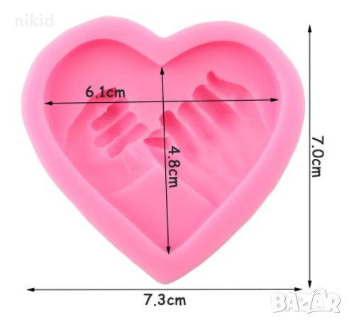 хванати пръсти ръце в сърце силиконова форма молд украса декор торта фондан шоколад и др, снимка 3 - Форми - 18947865