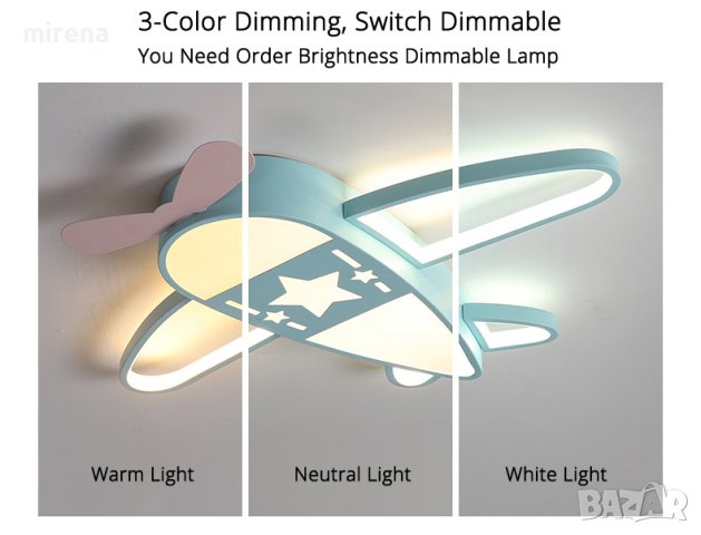 Модерна детска стая лед LED таванна лампа модерна анимационна самолет, снимка 5 - Лампи за таван - 40326617