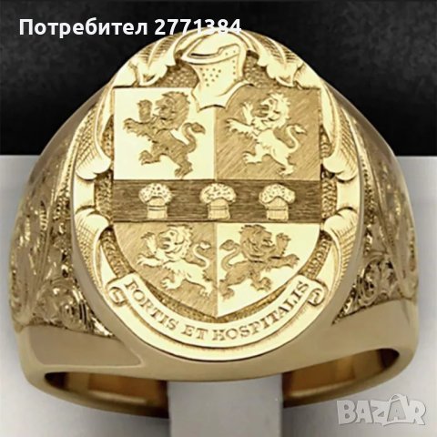Златен официален мъжки пръстен . Изработен от медицинско злато (медицинска стомана). Налични размери, снимка 3 - Пръстени - 40657426