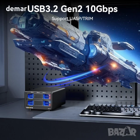 Cenmate хибриден корпус за 2.5/3.5" твърд диск+3*M.2 NVMe с вентилатор, снимка 3 - Други - 50756966