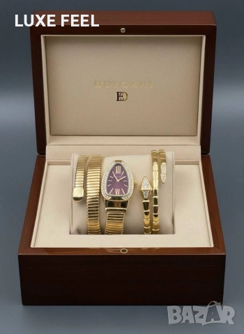 BVLGARI 💎Часовник + Гривна  , снимка 2 - Дамски - 53287797