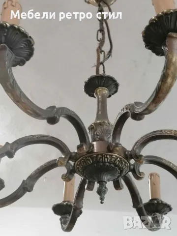 Красив масивен абажур от Месинг - 8 лампи. Подходящ за вашата всекидневна, трапезария или вила. , снимка 2 - Полилеи - 50035377