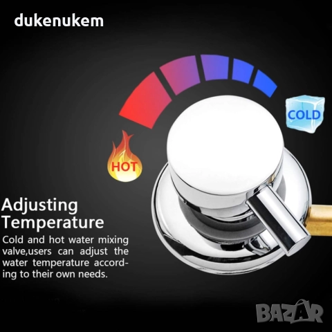 Стенен смесител, 3 изхода, Intubation модел 10 см, месинг, хром, снимка 3 - Смесители - 52711283