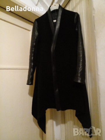 Rick Owens палто - вълна, кашмир, кожа - обличано веднъж!, снимка 2 - Палта, манта - 52210668