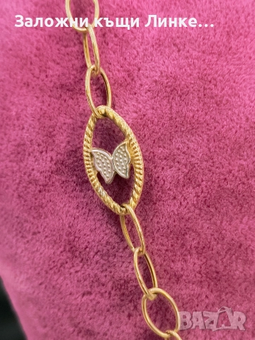 Златен Синджир с пеперудки 4.83гр / 14К, снимка 3 - Колиета, медальони, синджири - 52749380