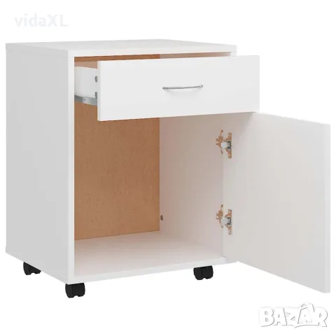 vidaXL Шкаф на колелца, бял, 45x38x54 см, инженерно дърво, снимка 6 - Шкафове - 56147853