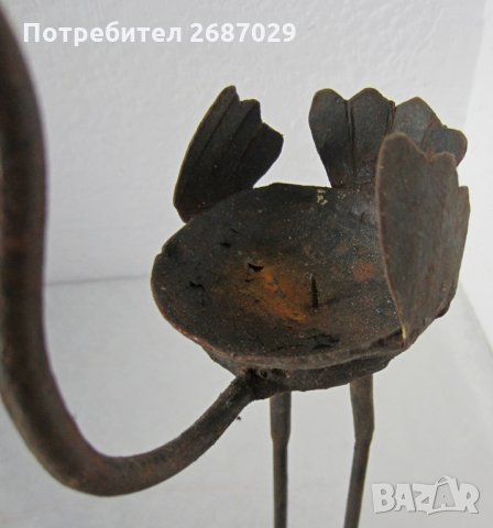 Свещници: Свещник  Щраус 30 см Статуетка от старо желязо, снимка 3 - Статуетки - 31622777