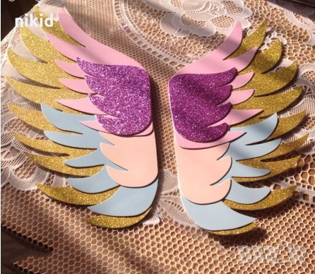 Големи крила Еднорог Unicorn картонени брокат топери украса декор за торта парти , снимка 2 - Други - 29187597