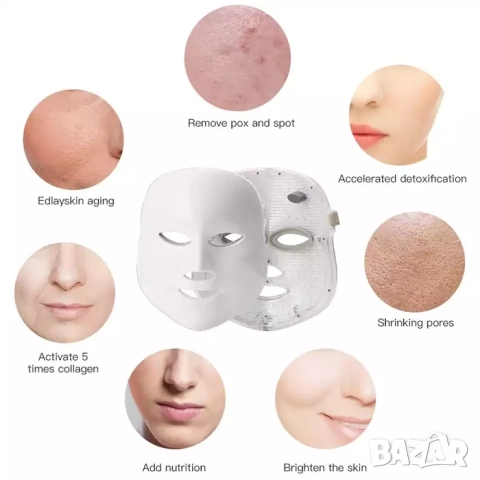 Козметична ЛЕД Led маска за светлинна терапия, фотодинамична терапия, снимка 5 - Други - 52197579