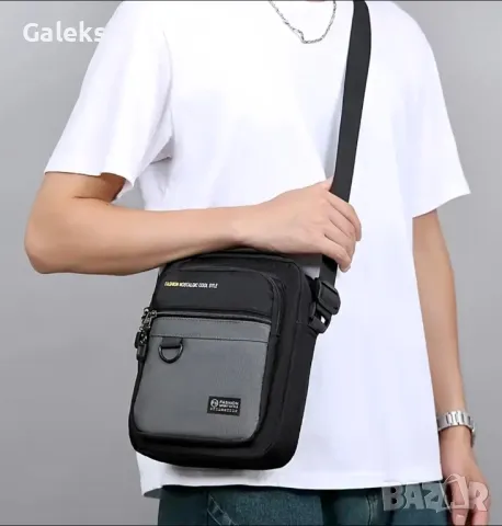 Компактна, Елегантна и Стилна Мъжка универсална черна чанта с презрамки!, снимка 11 - Чанти - 50222812
