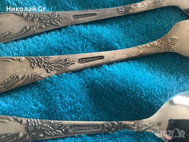 Десертен комплект посребрен в отлично състояние не се използва, снимка 3 - Прибори за хранене, готвене и сервиране - 52846646