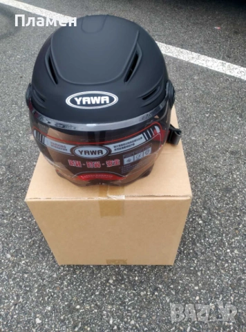 Шлем, каска за мотор скутер мотопед с визьор YAWA, черна, сива и червена , снимка 8 - Аксесоари и консумативи - 48998670
