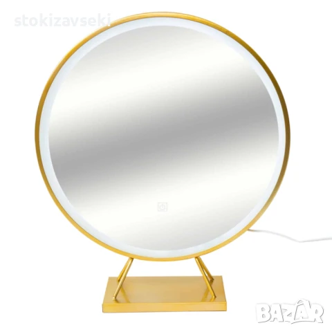 Огледало LED златно на стойка