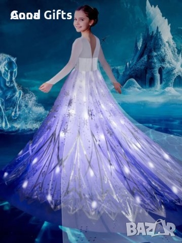 Светеща рокля на Елза с Лед лампички , снимка 3 - Детски рокли и поли - 44808382
