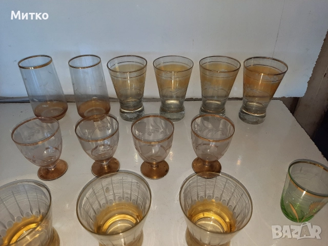 Ретро тънкостенни стъклени чаши за вода и алкохол, снимка 5 - Колекции - 52857126
