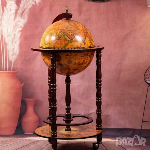 ПРОМО - Нов Глобус Мини Бар - Стойка за Вино / Бутилки Масичка на Колела 90см, снимка 2 - Маси - 39238177