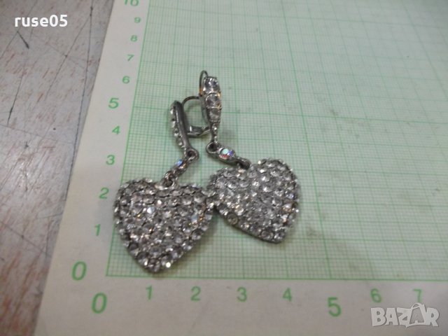 Обеци "Сърце" комплект с камъни имитационна бижутерия, снимка 2 - Обеци - 30354325