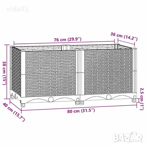 vidaXL Повдигната леха 80x40x38 см, полипропилен, снимка 8 - Саксии и кашпи - 56146615