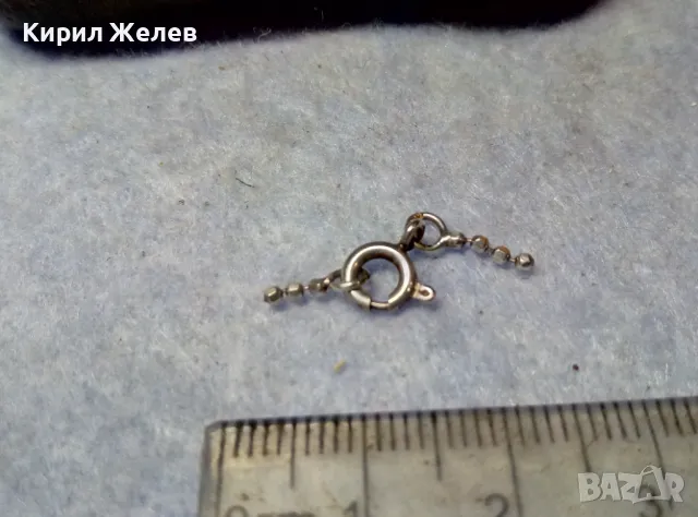 СТАРА СРЕБЪРНА ЗАКОПЧАЛКА СРЕБРО 925 с БЯЛА ПОЗЛАТА КАРАБИНКА За ЛАНЧЕ ГРИВНА КОЛИЕ ВЕРИЖКА 49895, снимка 6 - Други - 49525283