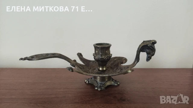 Красив бронзов свещник, снимка 2 - Антикварни и старинни предмети - 50667824