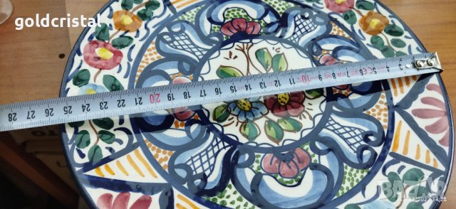 Стара ръчно рисувана голяма чиния, снимка 4 - Антикварни и старинни предмети - 16312574