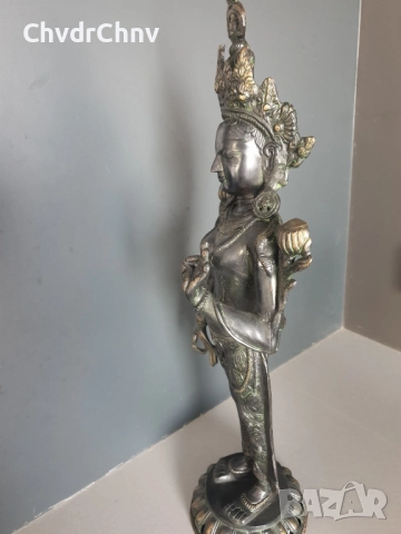 54см-4кг будистка фигура/стара азиатска бронзова скулптура/статуетка на богинята на мъдростта Тара, снимка 3 - Антикварни и старинни предмети - 51344855