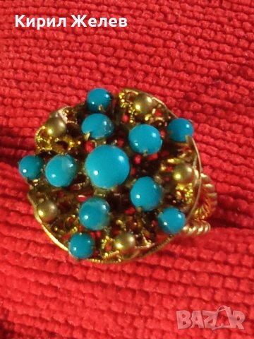 19 ВЕК ПОЗЛАТЕН ТЮРКОАЗЕН БРОНЗОВ ФИЛИГРАН ПРЪСТЕН СТАРО ГРАДСКО БИЖУ СТАР ЮВЕЛИРЕН УНИКАТ 17256, снимка 18 - Антикварни и старинни предмети - 33049750