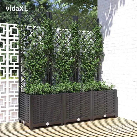 vidaXL Градинска саксия с решетка, черна, 120x40x136 см, полипропилен, снимка 7 - Саксии и кашпи - 56146769