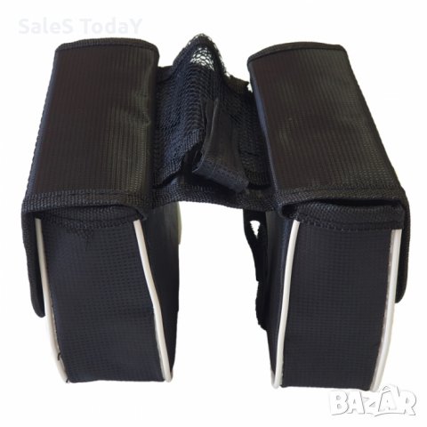 Двойна чанта за велосипед, дисаги за колело, светлоотразителна, черна 