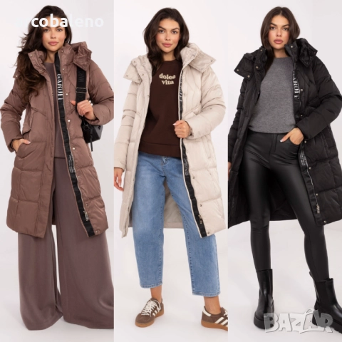 Дамско дълго зимно яке с качулка, 3цвята 