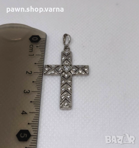 Сребърен кръст с фианити – 925 проба, маркиран, снимка 4 - Други - 50784508