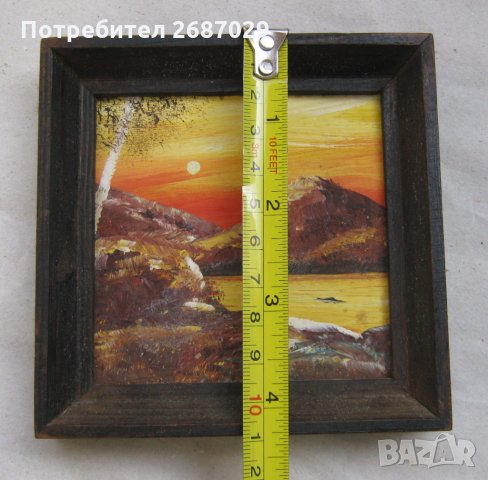 Пейзаж езеро планина бреза, картина с дървена рамка, снимка 3 - Картини - 31103999