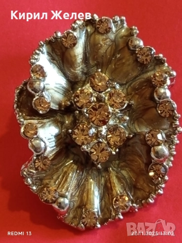 КОЛИЕ във ФОРМАТА на ЦВЕТЕ УКРАСЕНО с ОРАНЖЕВИ КРИСТАЛИ ДИЗАЙНЕРСКО БИЖУ 51876, снимка 2 - Колиета, медальони, синджири - 52501843