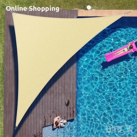 Водоустойчива триъгълна бежова тента за вашата градина, водонепромокаема, 3х3х3 и 4х4х4, снимка 4 - Градински мебели, декорация  - 53038489