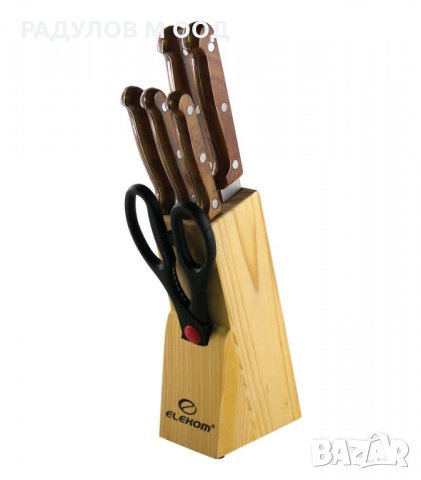 Комплект ножове с дървена поставка Elekom EK-07 / 70200