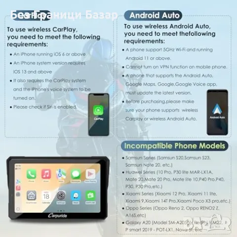 Нов Безжичен CarPlay Android Auto за BMW Moto с Wonder Wheel R1200GS, снимка 8 - Аксесоари и консумативи - 49287761